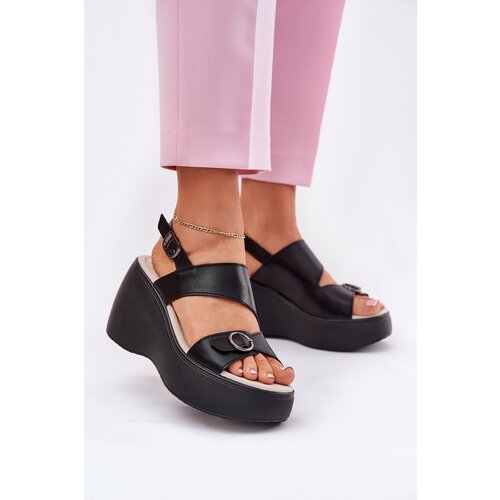 S. BARSKI Leather Womens Sandals On Wedge And Platform S.Barski Cene
