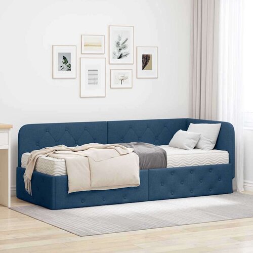 vidaXL kutni okvir kreveta s madracem plava 80 x 200 cm tkanina Cijene