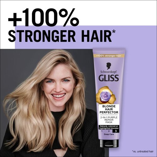 Schwarzkopf Gliss Blonde Hair Perfector regeneracijska maska za lase za posvetljene lase ali lase s prameni 150 ml Slike