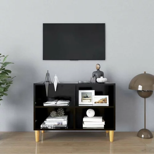 TV ormarić s nogama od masivnog drva crni 69 5 x 30 x 50 cm