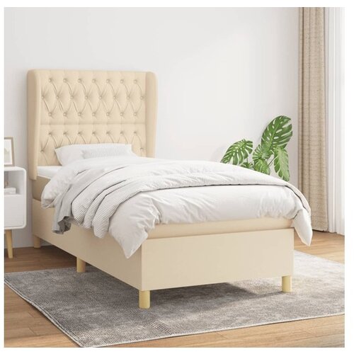 Box spring postelja z vzmetnico krem 90x190 cm blago Cene