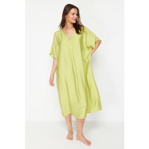 Trendyol oil green wide fit midi woven beach dress Cene