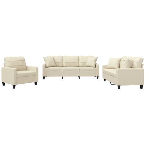  3-dijelni set sofa s jastucima krem od umjetne kože Slike