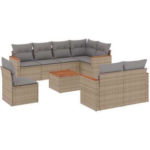  9-dijelni set vrtnih sofa s jastucima bež od poliratana Slike