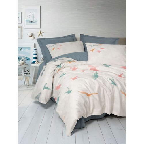 Kaija plavi ranforce set posteljine za kraljevski krevet Cene