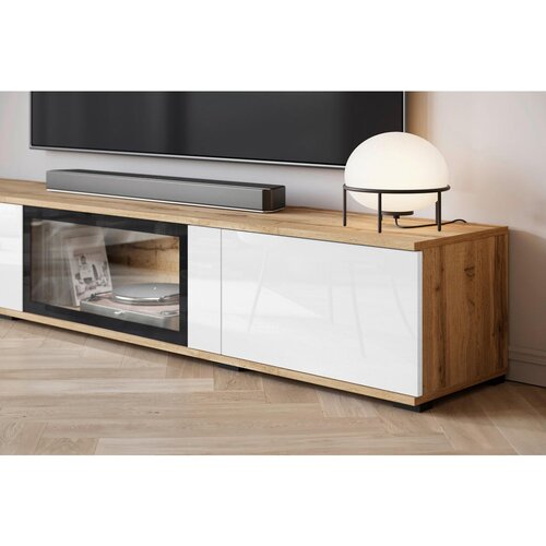 Livetastic DNEVNI REGAL, hrast wotan, bela, visoki sijaj Slike