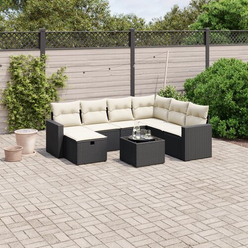 vidaXL 8-dijelni set vrtnih sofa od poliratana s jastucima crni Cijene