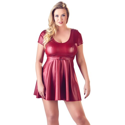 Cottelli Plus Size - mini obleka v obliki črke A (bordo) - 2XL Cene