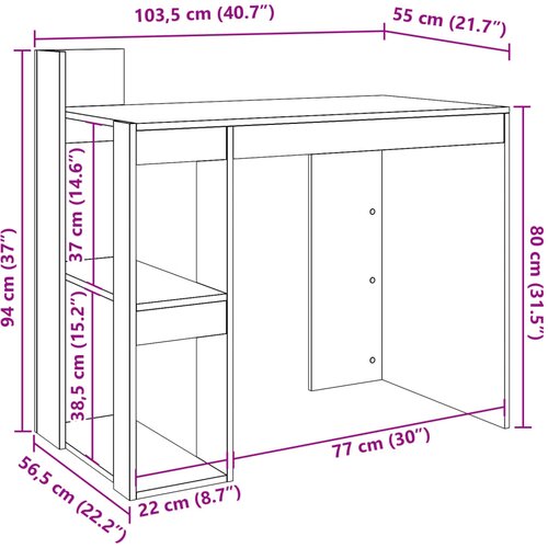  Uredski stol boja smeđeg hrasta 103,5x56,5x94 cm drveni Slike