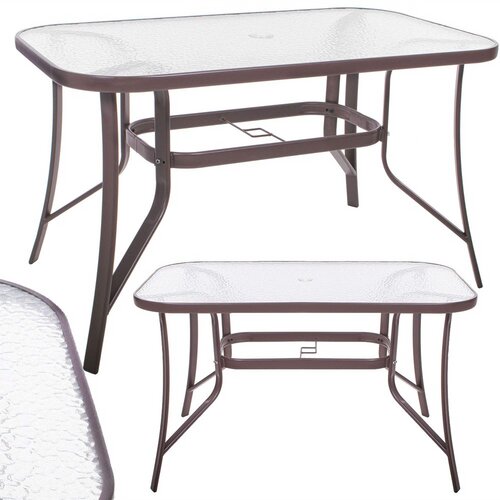 Springos stakleni vrtni stol 120 x 70 x 70 cm smeđi Slike
