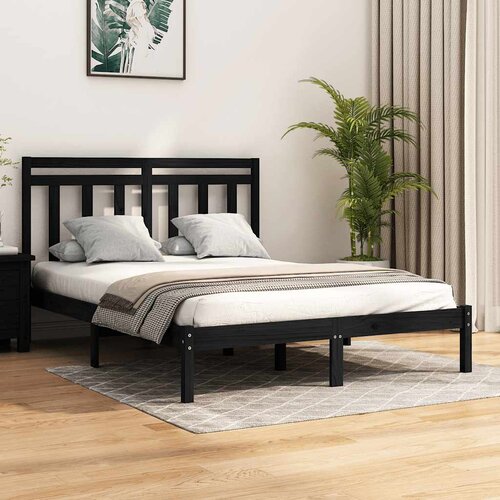  Okvir za krevet od masivnog drva crni 140 x 190 cm Cijene