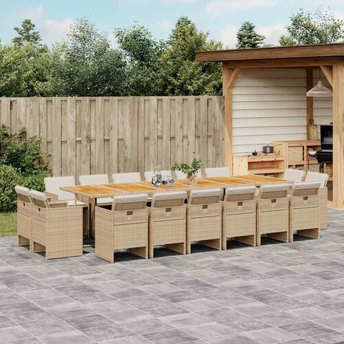  17-dijelni vrtni blagovaonski set s jastucima svijetlosivi Slike