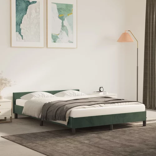 vidaXL Okvir za krevet s uzglavljem tamnozeleni 140x200 cm baršunasti