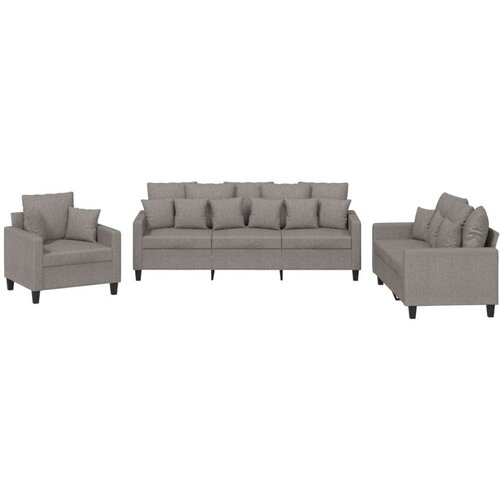  3-dijelni set sofa s jastucima smeđesivi od tkanine Slike