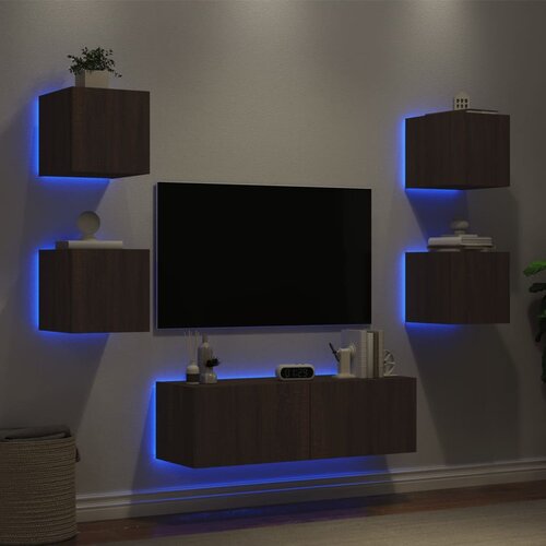  The Living Store Stenske TV omarice z LED lučkami 5 kosov rjavi hrast - Stenska TV Omarica, (21555492) Slike