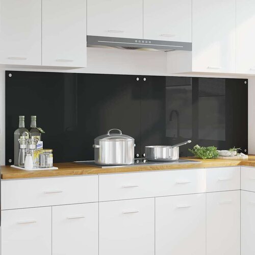 VidaXL Kuhinjski za&amp;scaron;tita Crna 100 x 60 x 0.8 cm Slike