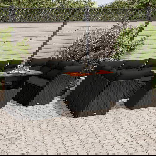vidaXL 10-dijelni set vrtnih sofa s jastucima crni od poliratana Cijene