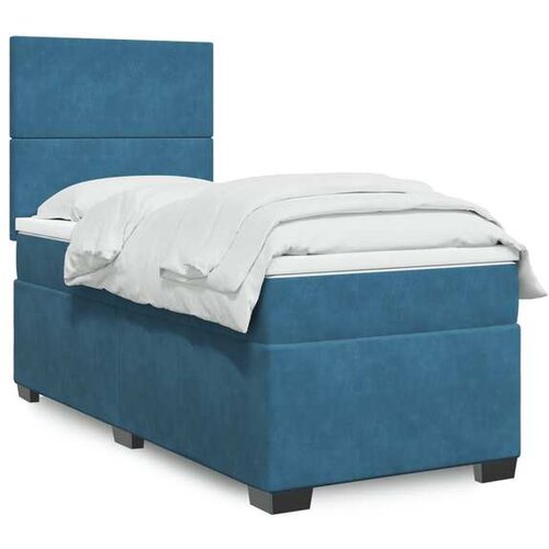 VidaXL Box spring postelja z vzmetnico modra 90x190 cm žamet Slike