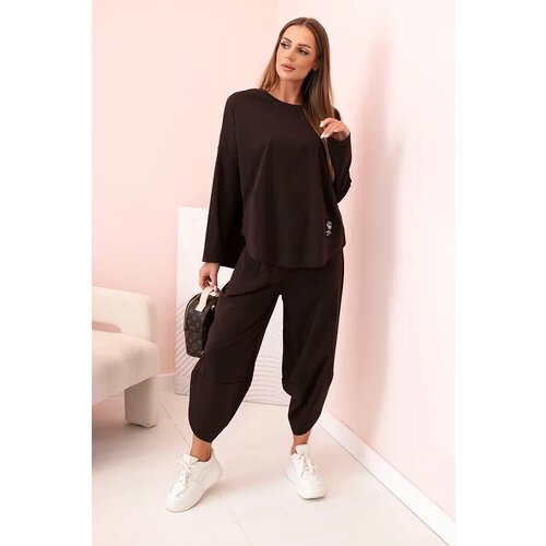 Kesi Włoski Set of new punto sweatshirt pants brown Cene