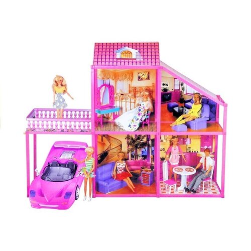 Lean_Toys Hiša za punčke z roza avtom Cene