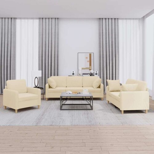  3-dijelni set sofa s jastucima krem od mikrovlakana Cijene