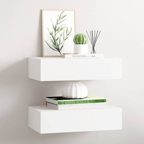 Zidne police s ladicom 2 kom bijele 40 x 23,5 x 10 cm MDF Cijene