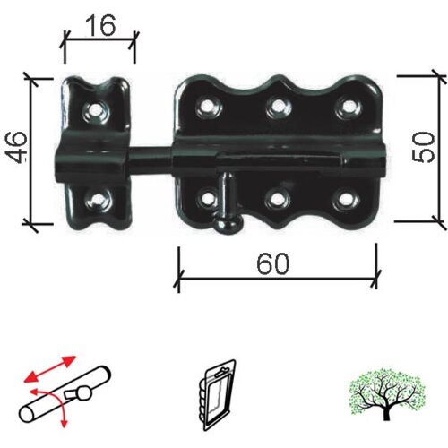 Reza za vrata 384 Crna 60x50/16x46mm DBP1 Slike