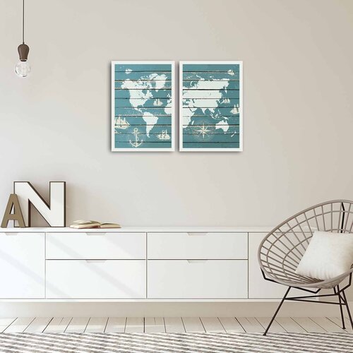 Wallity 2PBCT-06 Multicolor Decorative Framed MDF Painting (2 Pieces) Cene