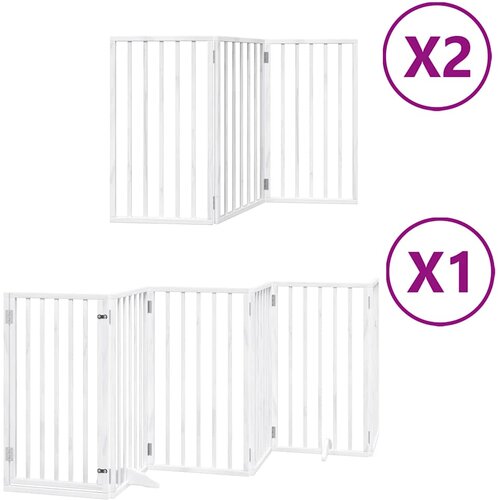  Vrata za pse s vrata&amp;scaron;cima 12 panela sklopiva 600 cm drvo topole Bijela 50 x 90 x 2 cm Slike