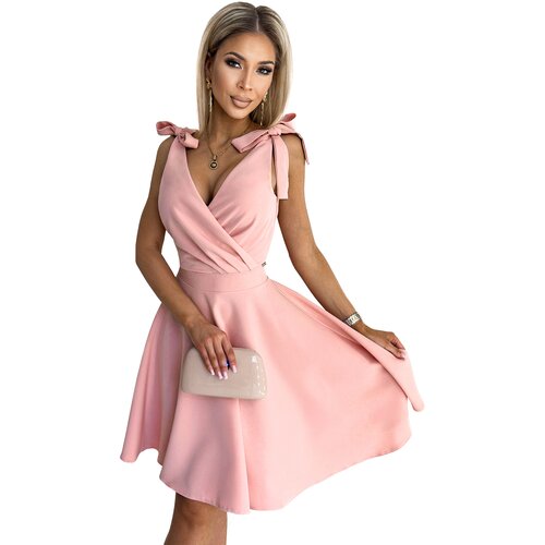 Numoco lady&amp;#039;s dress with clutch neckline and bows Slike