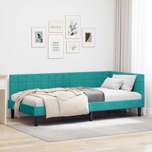 VidaXL Kutni okvir kreveta s uzglavljem Tirkizna 100 x 200 cm Bar&amp;scaron;un Slike