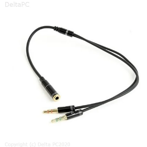 Gembird audio adapter za slusalice 2x3,5mm 3pin to 1x 3,5mm 4pin metal connector CCA-418M