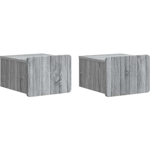  Noćni ormarić za montažu na zid s ladicama 2 pcs Siva sonoma Cijene