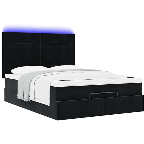  Otomanski krevet s madracima&amp;amp;amp LED crni 140x190 cm bar&amp;scaron;unasti Slike