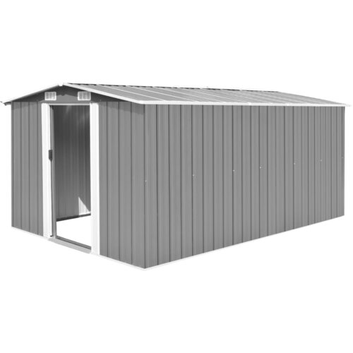 vidaXL vrtna kućica 257 x 392 x 181 cm metalna siva Cijene