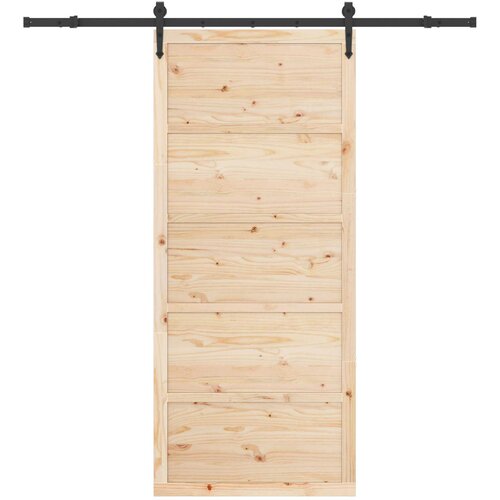  Klizna vrata 100 x 208 cm Masivna borovina Prirodna Slike