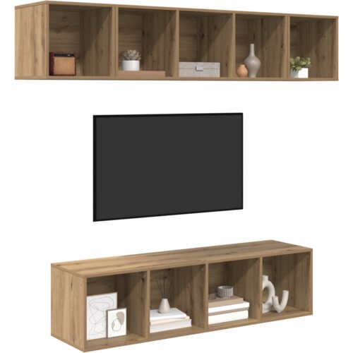 VidaXL Set TV komoda s pohranom 4 pcs hrast artisan 37 x 37 x 142.5 cm Slike