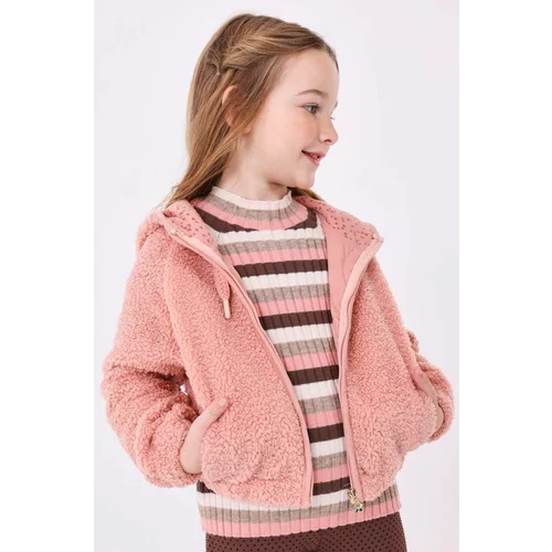 Mayoral Otroški pulover roza barva, s kapuco