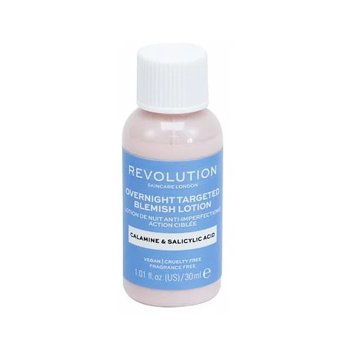 Revolution Overnight Targeted Blemish Lotion Calamine & Salicid Acid nočna nega za lokalno zdravljenje aken 30 ml za ženske