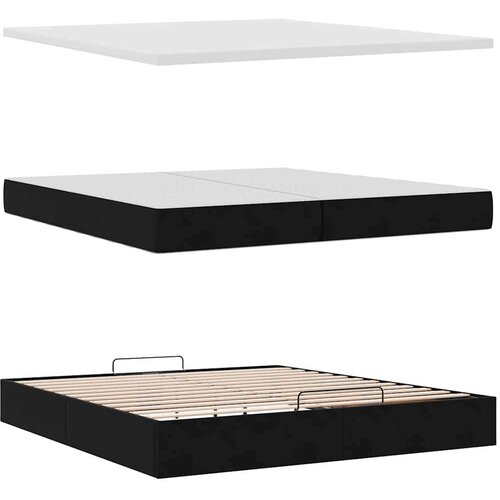 VidaXL Otomanski okvir kreveta s madracima crni 200x200cm bar&amp;scaron;unasti Slike