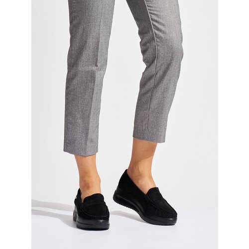 GOODIN Suede black loafers on a thick platform Cijene