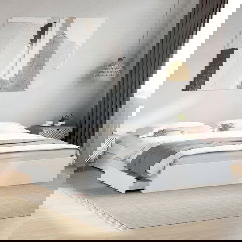 Furnova Posteljni okvir s predali bel 200x200 cm inženirski les, (21940727) Slike