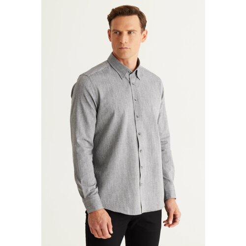 ALTINYILDIZ CLASSICS Men's Black Slim Fit Slim Fit Shirt with Hidden Buttons Collar Cotton Dobby Shirt. Slike