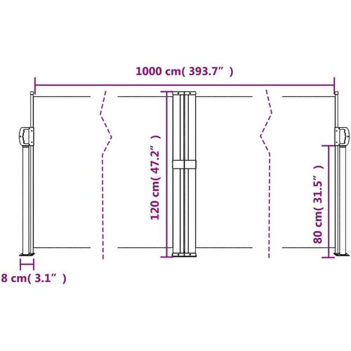  Uvlačiva bočna tenda 120 x 1000 cm smeđesiva Slike