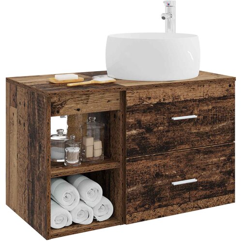  Set namje&amp;scaron;taja za kupaonicu 2 kom. Staro drvo Konstruirano drvo Smeđa 49,5 x 44,5 x 80 cm Slike