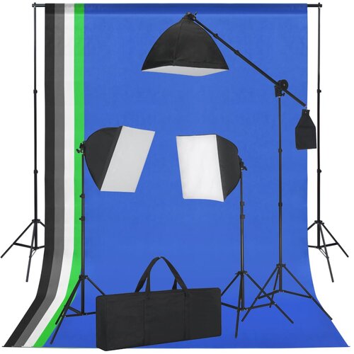 vidaXL Komplet za fotografski studio z mehčali, svetilkami in ozadji Cene
