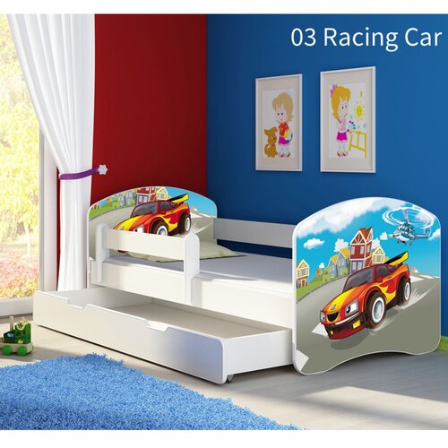 ACMA Dječji krevet s motivom, bočna bijela + ladica 160x80 cm - 03 Racing Car Cijene