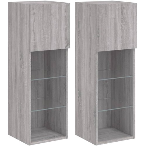 vidaXL TV omarica z LED lučkami 2 kosa siva sonoma 30,5x30x90 cm, (20977778) Cene