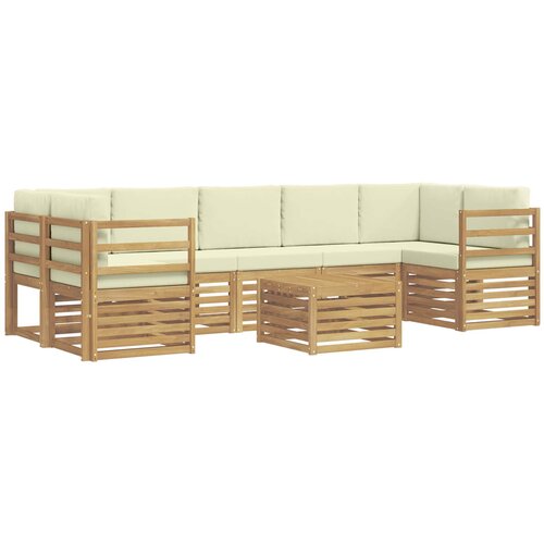 vidaXL Zunanja garnitura za sedenje 8 pcs Bela in krem Poliester, (5000281043) Cene