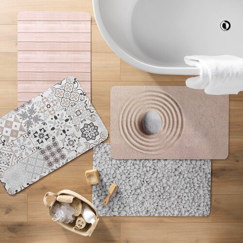 Douceur d int&amp;eacute;rieur Bijela/siva gumena kupaonska prostirka 50x80 cm Leandra &amp;ndash; Slike